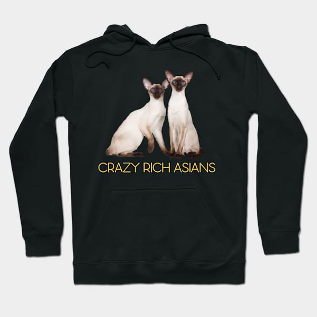 Crazy Rich Siamese Cats Hoodie by CeeGunn